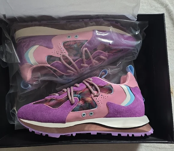 Vibrant Purple and Pink Men's Sneakers - Picture 2 of 7